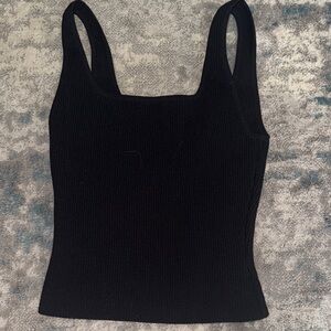 Babaton/Artizia Black Ribbed Knit Tank Top
